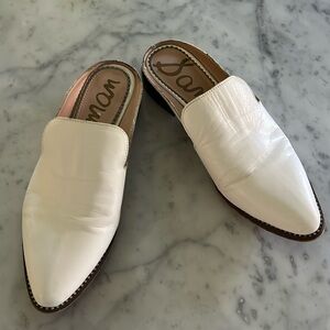 Sam Edelman Laddie White Pointed Toe Leather Slides Size 8